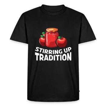 Stirring Up Tradition Apple Picker Apple - Men's Premium Organic T-Shirt - black - Front - Nico (187cm)