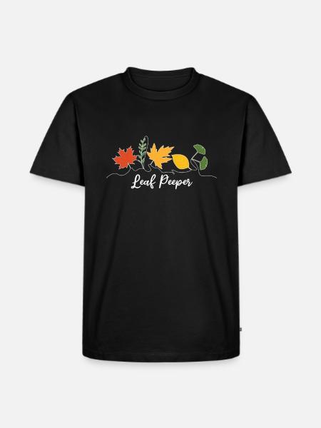 Blatt-Peeper Kawaii Laub Blatt-Peeping - Männer Premium Bio T-Shirt - Schwarz