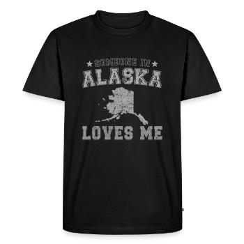 Someone In Alaska Loves Me Grunge - Men's Premium Organic T-Shirt - black - Front - Nico (187cm)