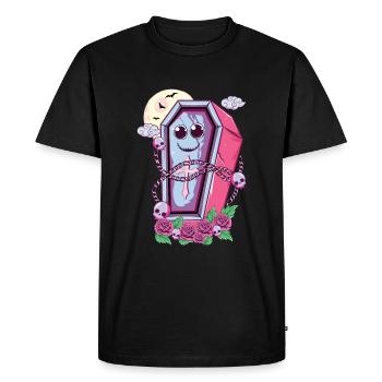 Mignon Cercueil Kawaii Occulte Satanique Pastel Gothique - T-shirt Premium bio Homme - noir - Devant - Nico (187cm)