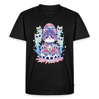 Chat Ouija Kawaii Occulte Satanique Pastel Gothique - T-shirt Premium bio Homme - noir - Devant - Nico (187cm)
