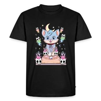 Ouija Chat Kawaii Occulte Satanique Pastel Gothique - T-shirt Premium bio Homme - noir - Devant - Nico (187cm)