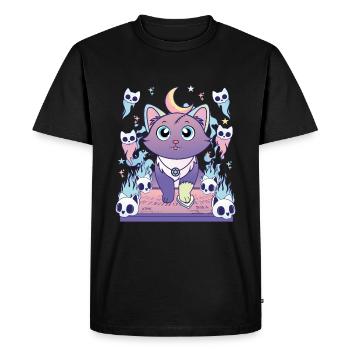 Ouija Cat Kawaii Occult Satanic Pastel - Men's Premium Organic T-Shirt - black - Front - Nico (187cm)