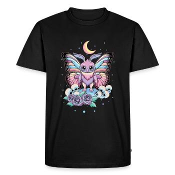 Mothman Moth Man Kawaii Occulte Satanique Pastel - T-shirt Premium bio Homme - noir - Devant - Nico (187cm)