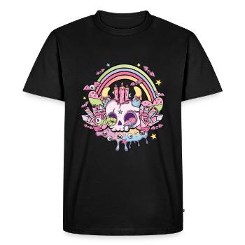Crâne Kawaii Occulte Satanique Pastel Gothique - T-shirt Premium bio Homme - noir - Devant - Nico (187cm)