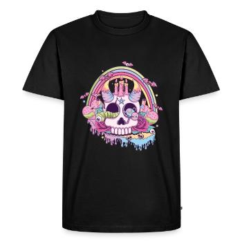 Crâne Arc-en-ciel Kawaii Occulte Satanique Pastel Gothique - T-shirt Premium bio Homme - noir - Devant - Nico (187cm)