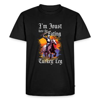 Joute ici pour manger des cuisses de dinde - T-shirt Premium bio Homme - noir - Devant - Nico (187cm)