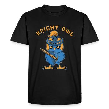 Chevalier hibou drôle Ren Faire joute - T-shirt Premium bio Homme - noir - Devant - Nico (187cm)