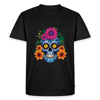 Realistic Skeleton Muertos Day Of Dead Halloween - Men's Premium Organic T-Shirt - black - Front - Nico (187cm)