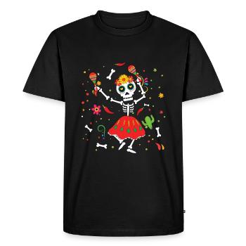 Dancing Skeleton Muertos Day Of Dead Halloween - Men's Premium Organic T-Shirt - black - Front - Nico (187cm)