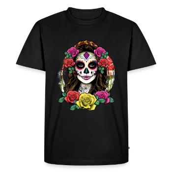 La Calavera Skeleton Muertos Day Of Dead Halloween - Men's Premium Organic T-Shirt - black - Front - Nico (187cm)