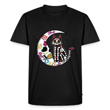 Squelette floral Muertos Jour De Mort Halloween Lune - T-shirt Premium bio Homme - noir - Devant - Nico (187cm)