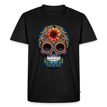 Skeleton Muertos Day Of Dead Halloween - Men's Premium Organic T-Shirt - black - Front - Nico (187cm)