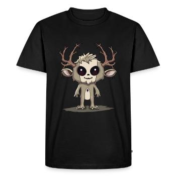 Cute Kawaii Wendigo Cryptid Monster - Men's Premium Organic T-Shirt - black - Front - Nico (187cm)