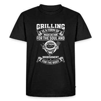 Les grillades sont une forme de méditation pour l’âme et - T-shirt Premium bio Homme - noir - Devant - Nico (187cm)