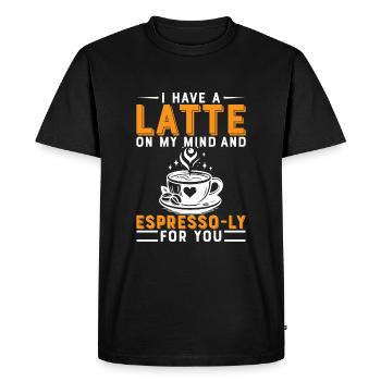 J’ai un café au lait en tête et un expresso-ly pour vous. - T-shirt Premium bio Homme - noir - Devant - Nico (187cm)