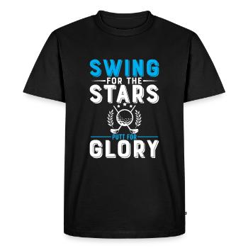 Swing For The Stars, Putt For Glory. - Men's Premium Organic T-Shirt - black - Front - Nico (187cm)
