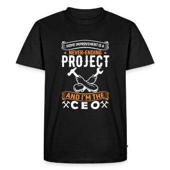 L’amélioration de l’habitat est un projet sans fin, et moi' - T-shirt Premium bio Homme - noir - Devant - Nico (187cm)