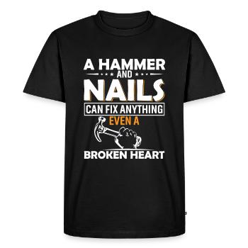 Un marteau et des clous peuvent réparer n’importe quoi, même un - T-shirt Premium bio Homme - noir - Devant - Nico (187cm)