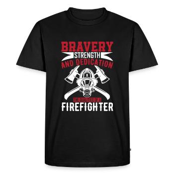 Bravery, strength, and dedication - the qualities - Men's Premium Organic T-Shirt - black - Front - Nico (187cm)