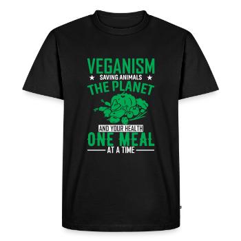 Véganisme : sauver les animaux, la planète et votre santé - T-shirt Premium bio Homme - noir - Devant - Nico (187cm)