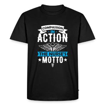 La compassion en action : la devise de l’infirmière. - T-shirt Premium bio Homme - noir - Devant - Nico (187cm)