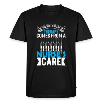 Le meilleur type de thérapie provient des soins d’une infirmière - T-shirt Premium bio Homme - noir - Devant - Nico (187cm)