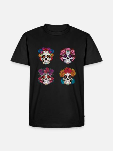 Sugarskulls Muertos Halloween Día De Los Muertos - Camiseta prémium ecológica para hombre - negro