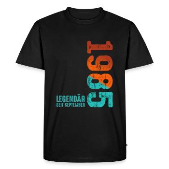 Septembre 1985 Légendaire depuis - T-shirt Premium bio Homme - noir - Devant - Nico (187cm)