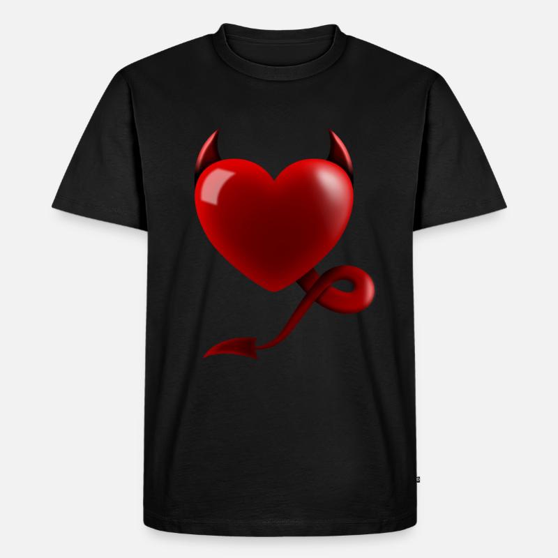 Herz Teufel Design Geschenk - Männer Premium Bio T-Shirt - Schwarz