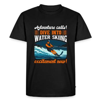 Adventure calls! Dive into water skiing excitement - Men's Premium Organic T-Shirt - black - Front - Nico (187cm)