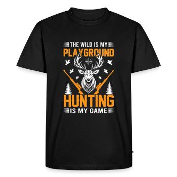 The wild is my playground; hunting is my game. - Men's Premium Organic T-Shirt - black - Front - Nico (187cm)