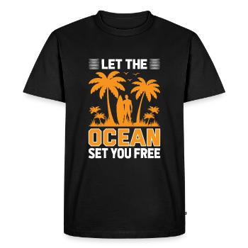 Laissez l’océan vous libérer. - T-shirt Premium bio Homme - noir - Devant - Nico (187cm)
