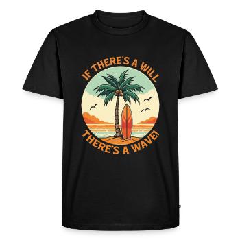 S’il y a une volonté, il y a une vague ! - T-shirt Premium bio Homme - noir - Devant - Nico (187cm)