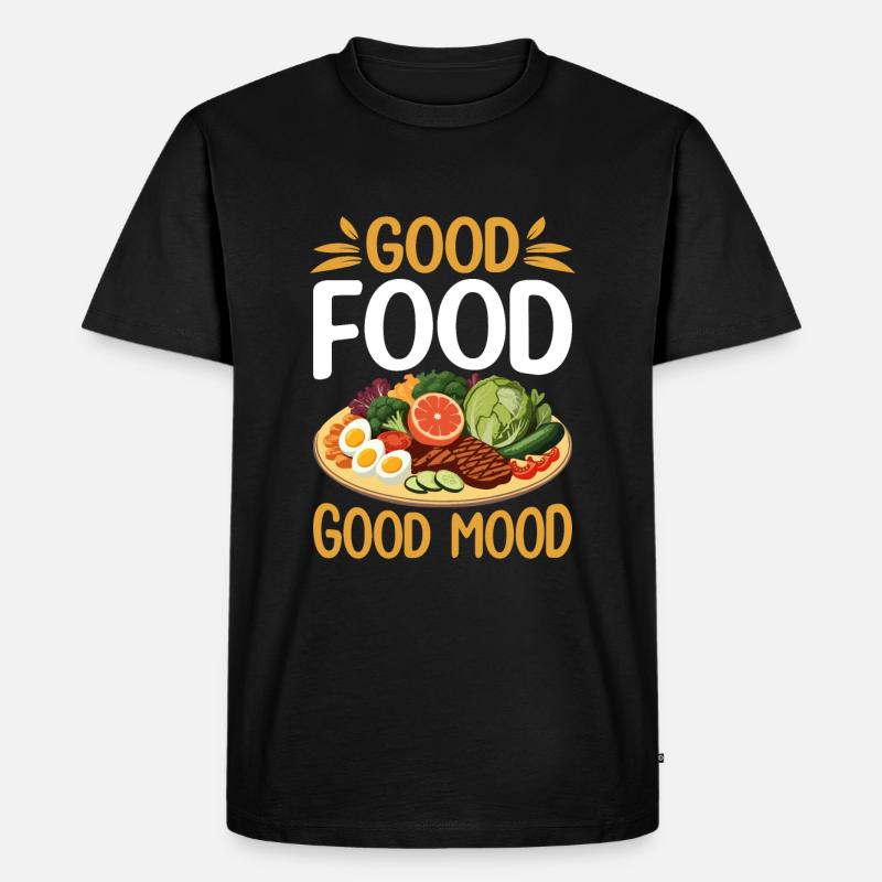 Gutes Essen = Gute Laune. - Männer Premium Bio T-Shirt - Schwarz