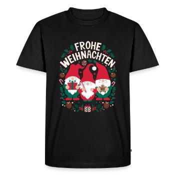 Merry Christmas Funny Gnome Winter Joy - Men's Premium Organic T-Shirt - black - Front - Nico (187cm)