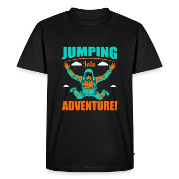 Jumping into adventure! - Men's Premium Organic T-Shirt - black - Front - Nico (187cm)