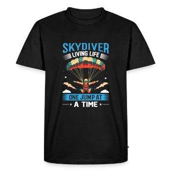 Parachutiste : vivre la vie un saut à la fois - T-shirt Premium bio Homme - noir - Devant - Nico (187cm)