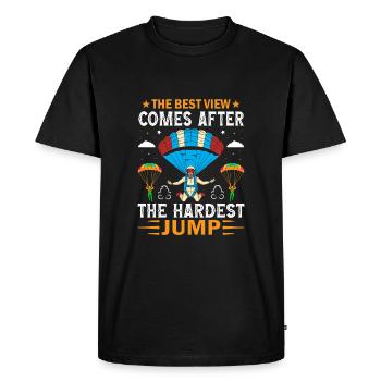 The best view comes after the hardest jump - Men's Premium Organic T-Shirt - black - Front - Nico (187cm)
