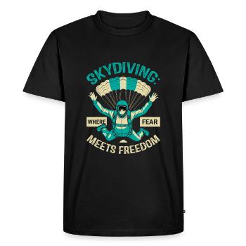 Skydiving: where fear meets freedom - Men's Premium Organic T-Shirt - black - Front - Nico (187cm)
