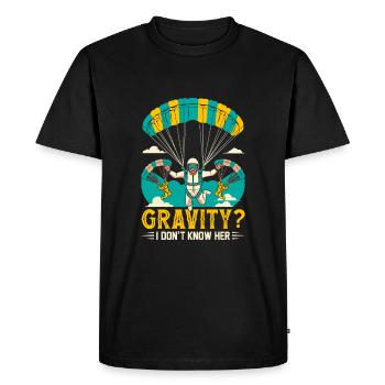 Gravity? I don't know her. - Men's Premium Organic T-Shirt - black - Front - Nico (187cm)