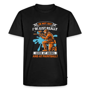 Je ne suis pas timide, je suis juste très doué pour me cacher - et un - T-shirt Premium bio Homme - noir - Devant - Nico (187cm)