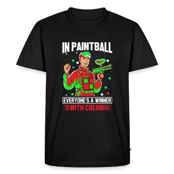 In paintball, everyone’s a winner – with color! - Men's Premium Organic T-Shirt - black - Front - Nico (187cm)