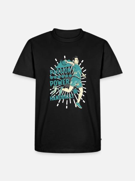 Passion, Power, Handball! - Men's Premium Organic T-Shirt - black