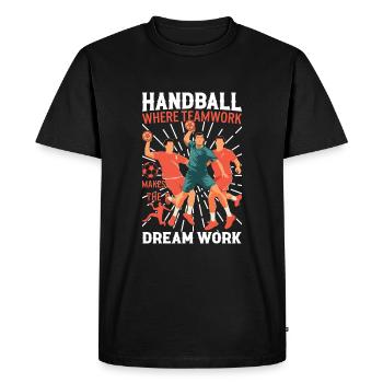 Handball: Where teamwork makes the dream work! - Men's Premium Organic T-Shirt - black - Front - Nico (187cm)