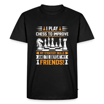 Je joue aux échecs pour améliorer mes compétences en stratégie – et je joue aux échecs. - T-shirt Premium bio Homme - noir - Devant - Nico (187cm)