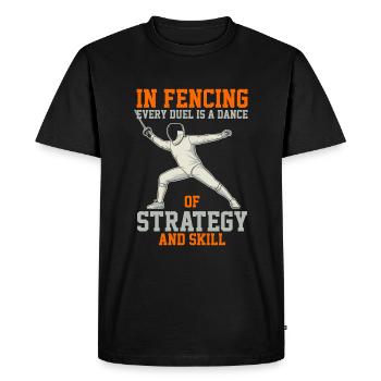 En escrime, chaque duel est une danse de stratégie et de - T-shirt Premium bio Homme - noir - Devant - Nico (187cm)