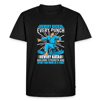 Chaque coup de pied, chaque coup de poing, chaque kata - construction de la str - T-shirt Premium bio Homme - noir - Devant - Nico (187cm)