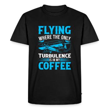 Voler : Où la seule turbulence est dans mon café ! - T-shirt Premium bio Homme - noir - Devant - Nico (187cm)