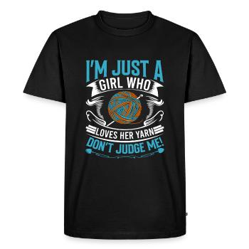 Je suis juste une fille qui aime sa laine - ne me juge pas - T-shirt Premium bio Homme - noir - Devant - Nico (187cm)